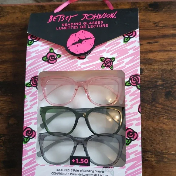 Betsey Johnson Set of 3 Cats Eye Reading Glasses +1.50 Strength - Picture 1 of 11
